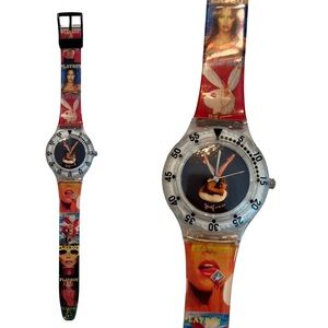 Limited Edition Playboy Wristwatch with Plastic Vintage Covers Strap